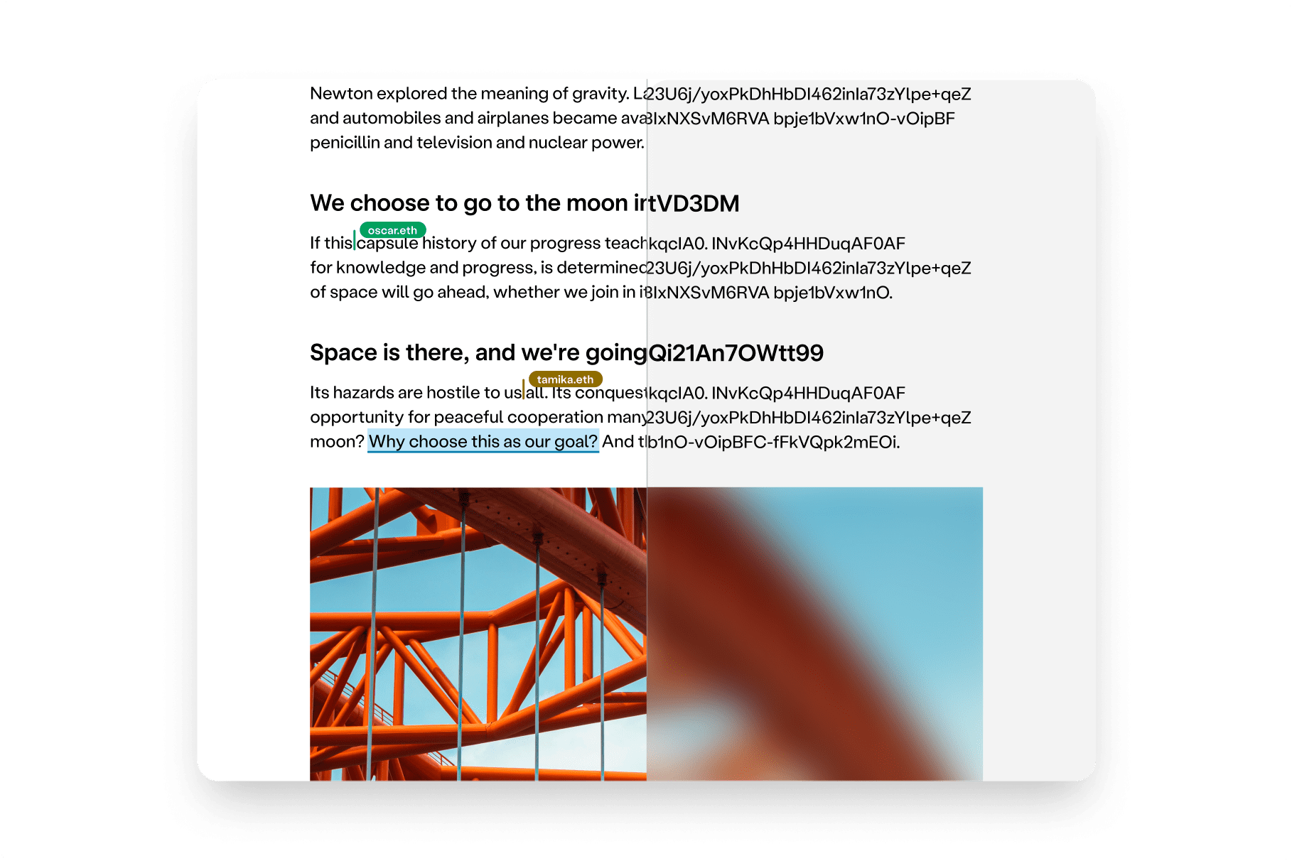Obscured encrypted ciphertext on a document