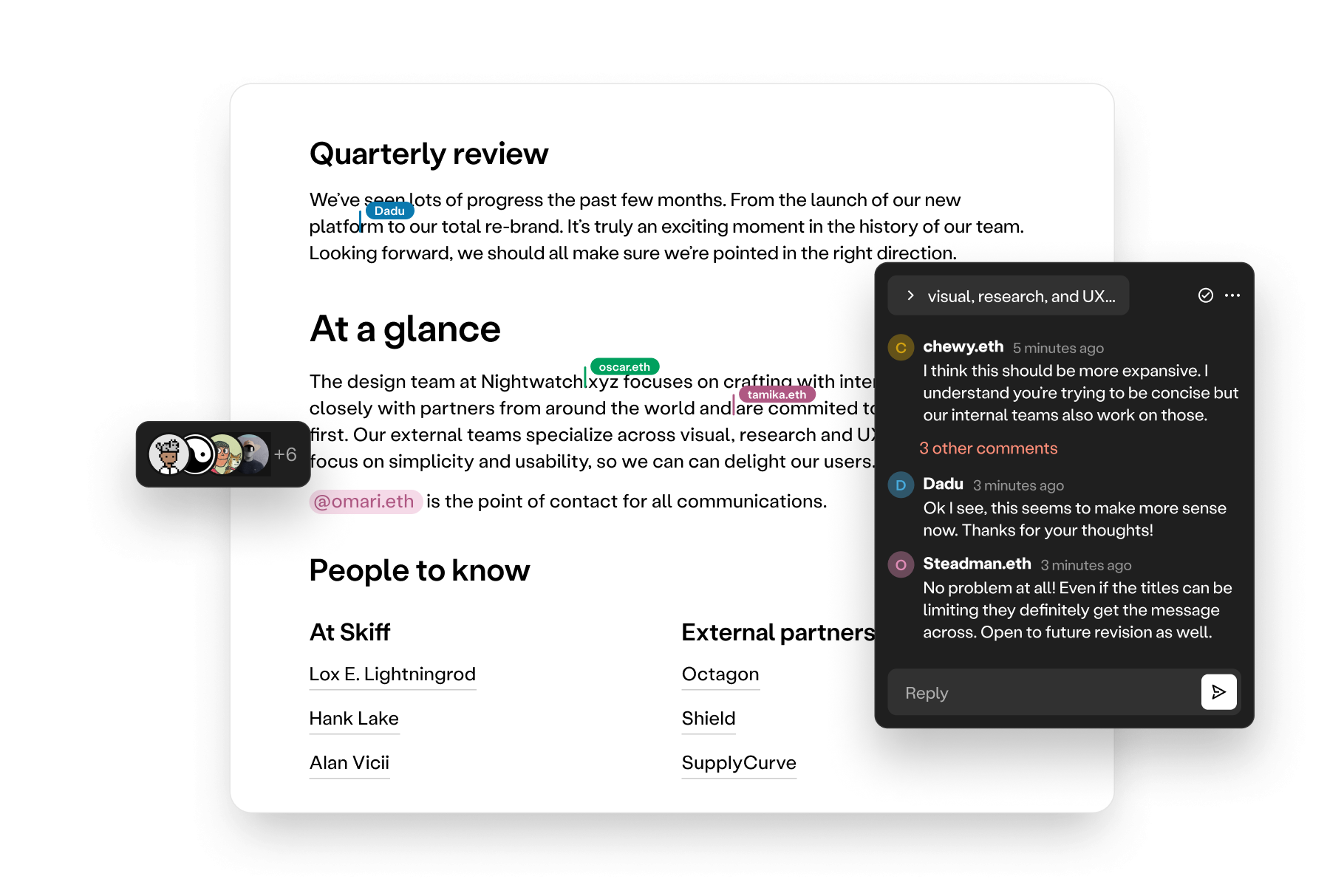 End-to-end encrypted comments on a page