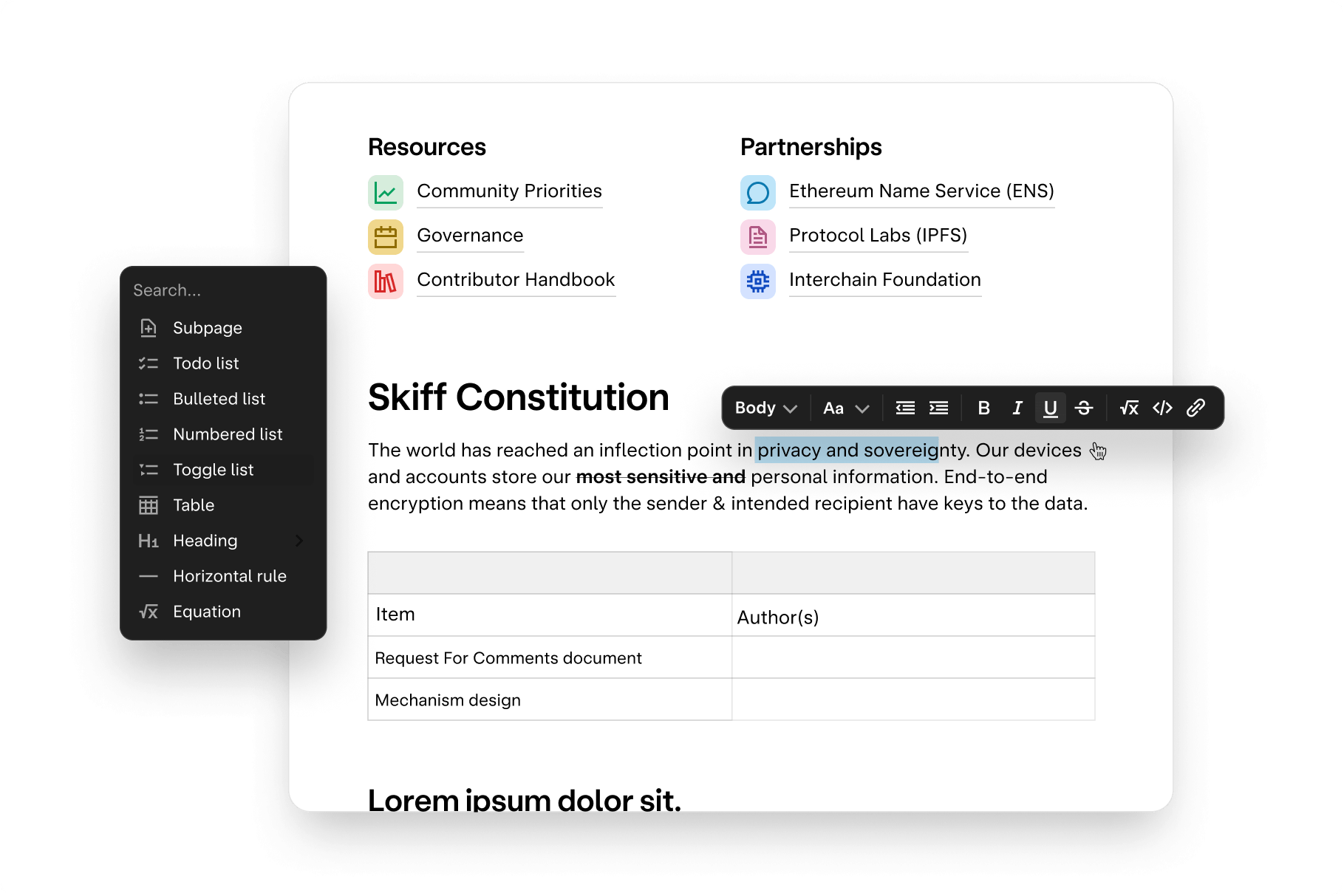 Collaborators editing a secure document in real-time